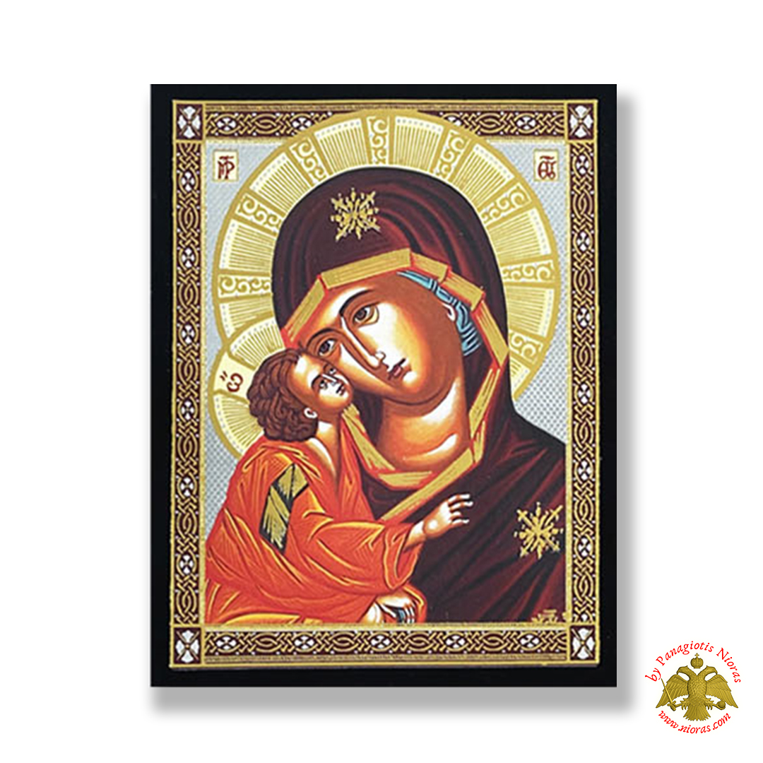 Orthodox Holy Virgin Mary Russian Style Silver Printed Wooden Icon